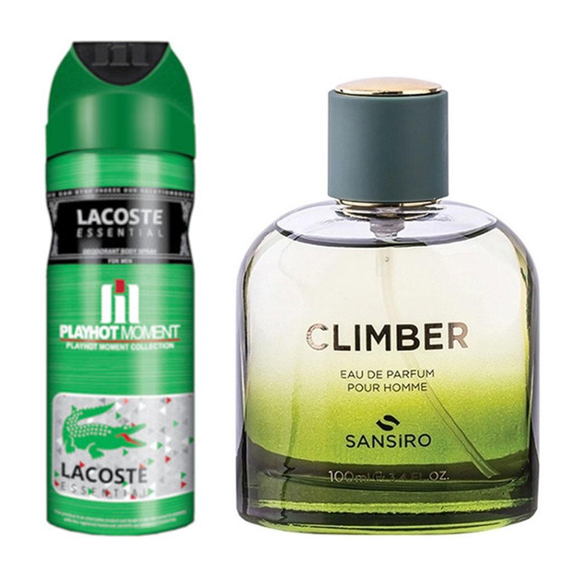 پک هدیه روز مرد 2 عددی شامل اسپری مدل Lacoste Essential و ادوپرفیوم مدل Climber