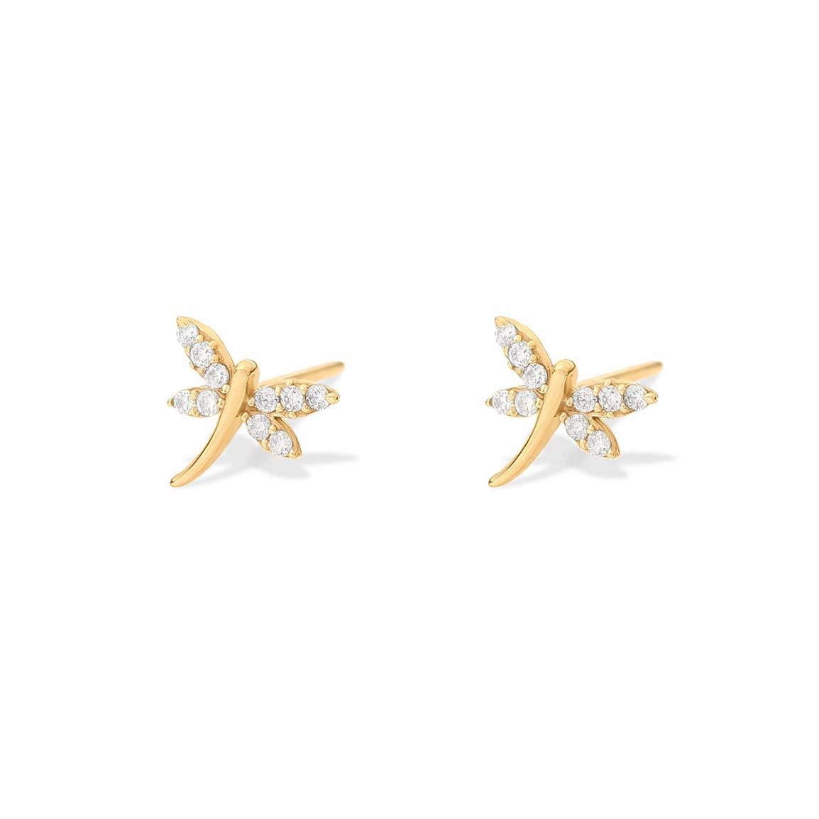 گوشواره طلا 18 عیار مدل سنجاقک