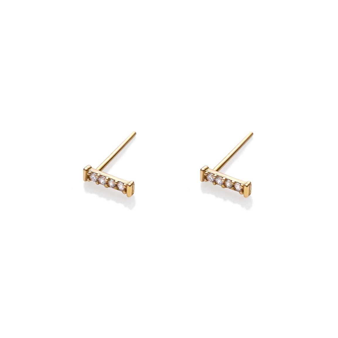 گوشواره طلا 18 عیار مدل تک خط نگینی