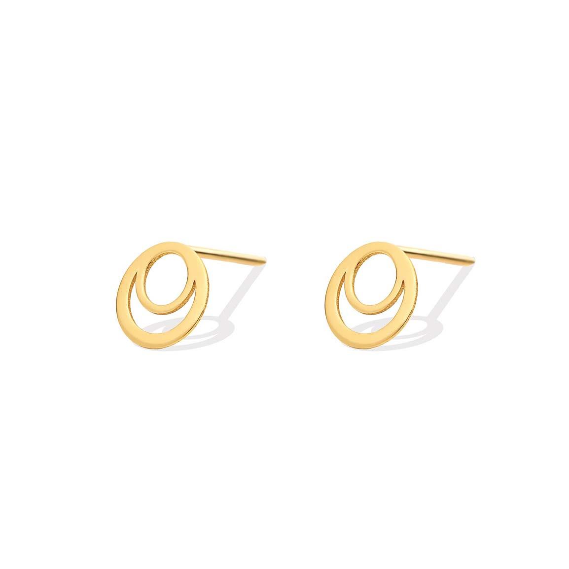 گوشواره طلا 18 عیار مدل دو دایره لیزری
