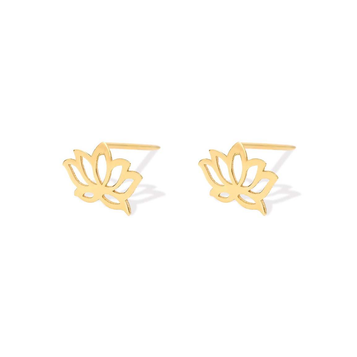 گوشواره طلا 18 عیار مدل نیلوفر لیزری
