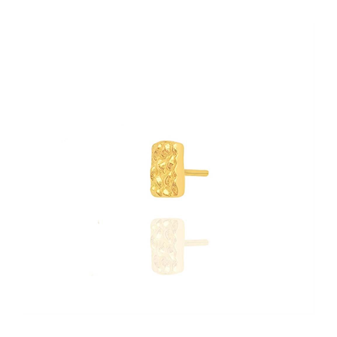 گوشواره طلا 18 عیار تک لنگه مدل مستطیل