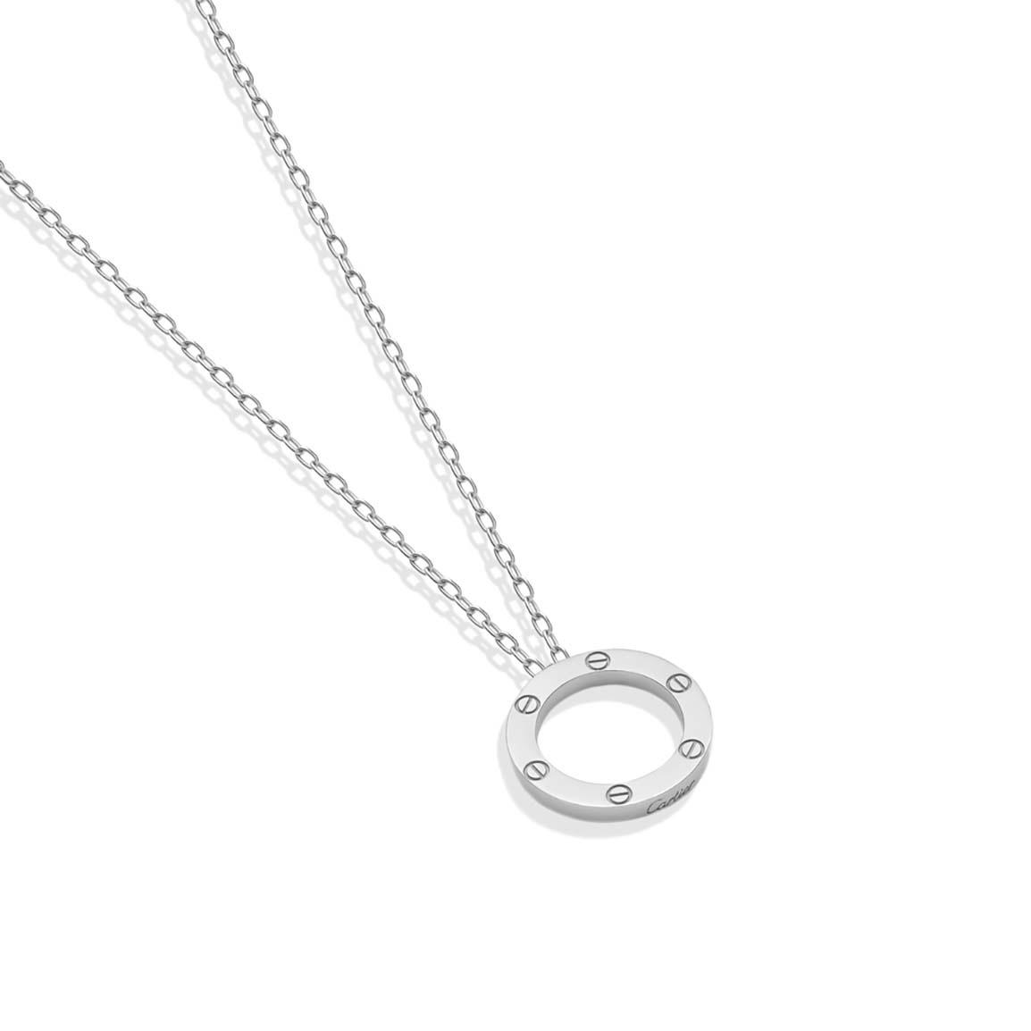 گردنبند طلا 18 عیار مدل دایره کارتیه لاو سفید 1