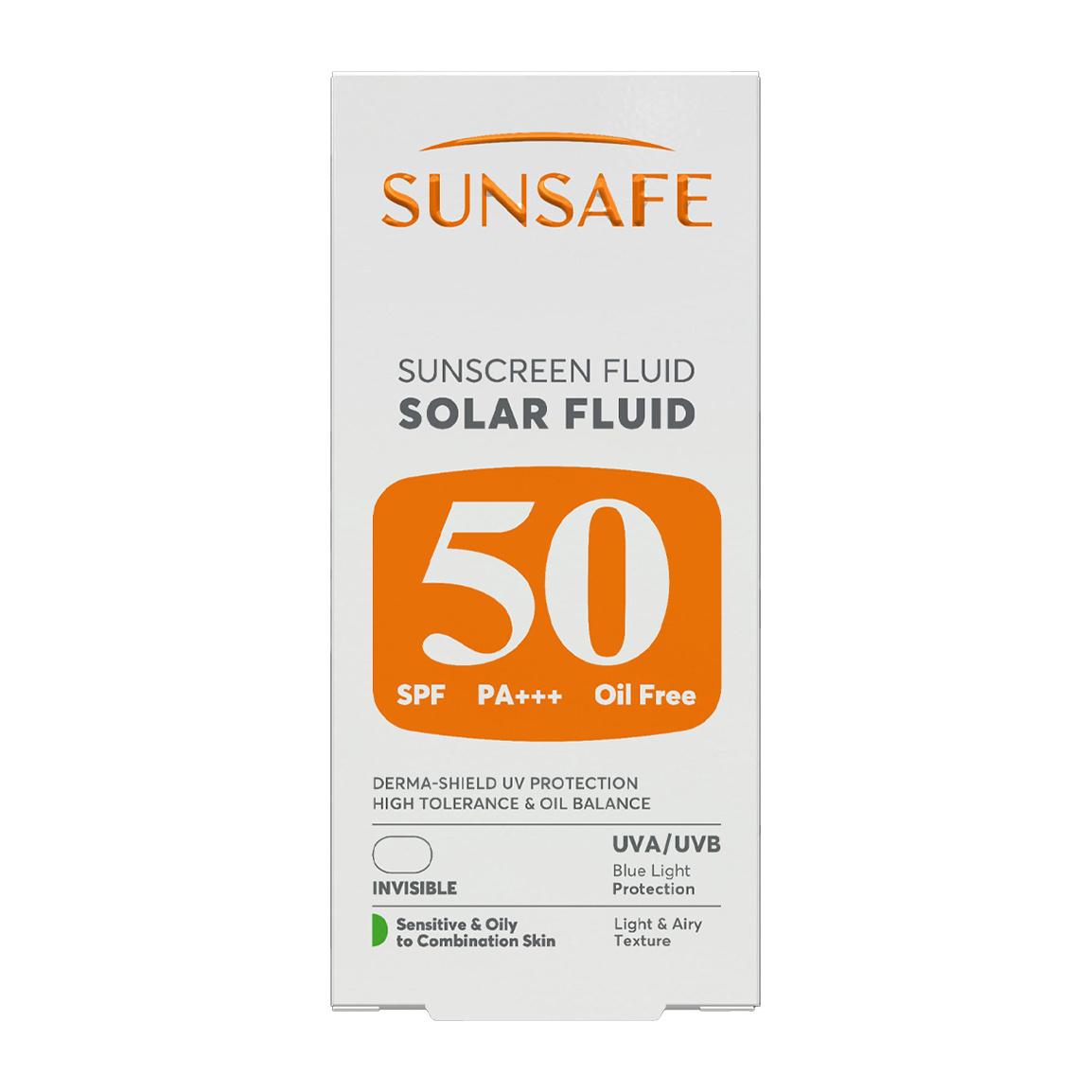ضد آفتاب فلوئید SPF 50 مناسب پوست های حساس، چرب و مستعد به آکنه حجم 55 میلی لیتر