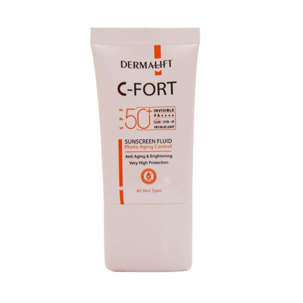 فلوئید ضد آفتاب مدل C-Fort با SPF50 مناسب انواع پوست حجم 40 میلی لیتر