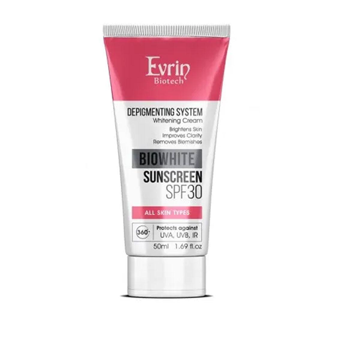 کرم ضد آفتاب بی رنگ با SPF30 مناسب انواع پوست حجم 50 میلی لیتر