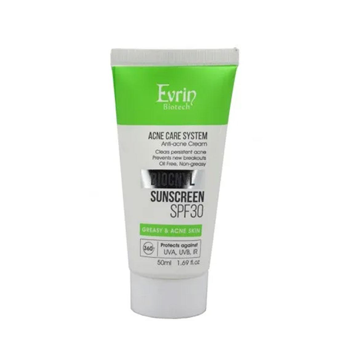 کرم ضد آفتاب بی رنگ با SPF30 مناسب پوست  چرب حجم 50 میلی لیتر