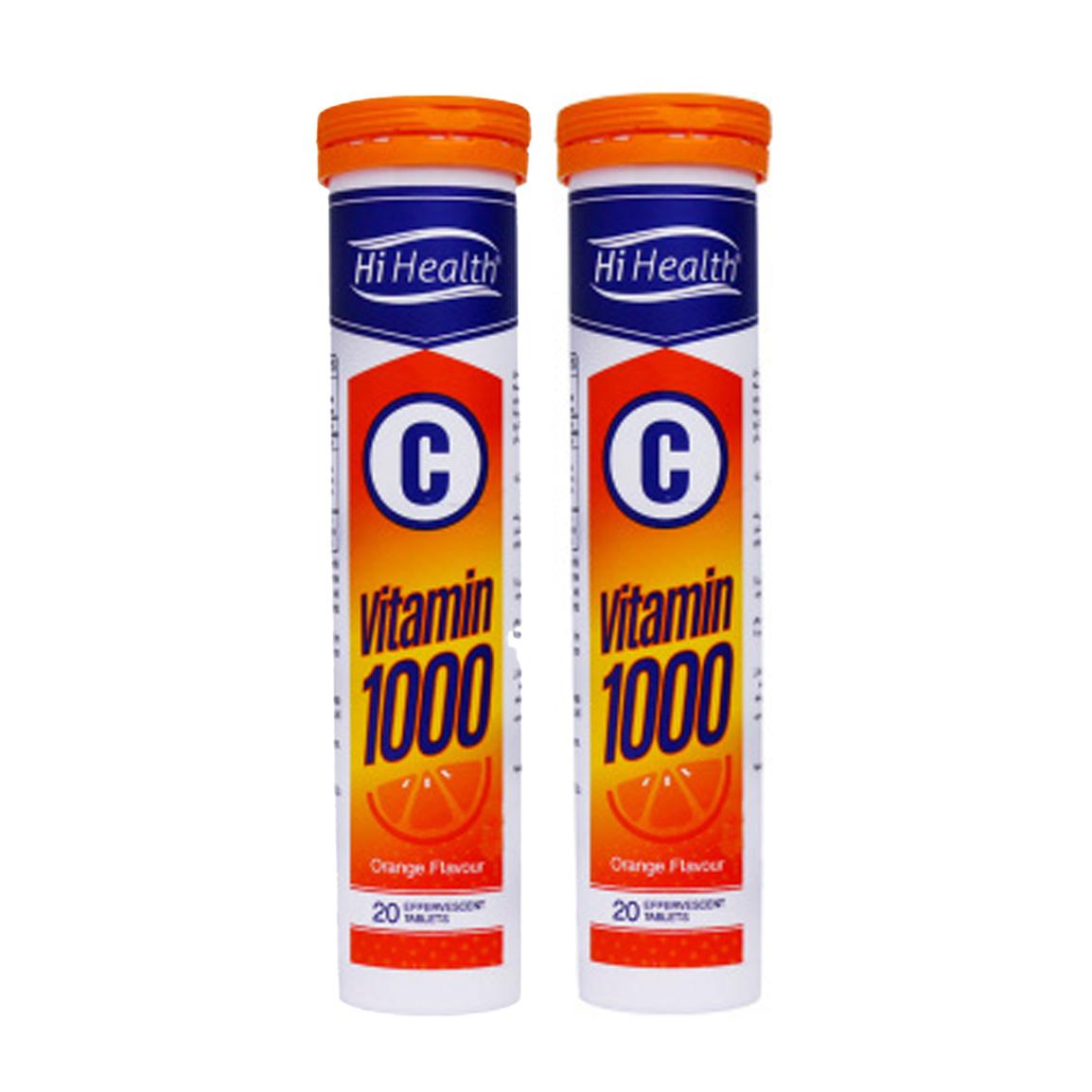 پک دو عددی قرص جوشان Vitamin C 1000 با طعم پرتقال بسته 20 عددی